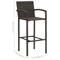 Kael Outdoor Wooden Bar Table With 4 Black Poly Rattan Stools