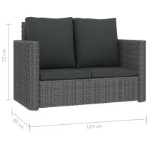 Kaldi Rattan 2 Piece Garden Lounge Set With Cushions In Grey