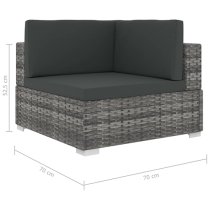 Kaldi Rattan 6 Piece Garden Lounge Set With Cushions In Grey