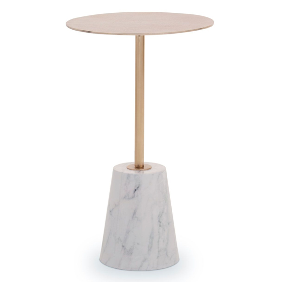 Aeolia Gold Metal Top Side Table With White Marble Effect Base