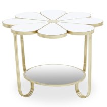 Judie White Petal Shape Side Table With Gold Frame