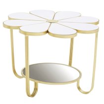 Judie White Petal Shape Side Table With Gold Frame