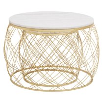 Judie Marble Top Set Of 2 Side Tables With Gold Metal Frame