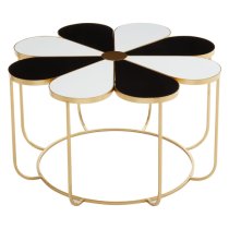 Judie Black And White Petal Shape Side Table With Gold Frame