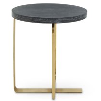 Lana Round Wooden Side Table With Gold Steel Base