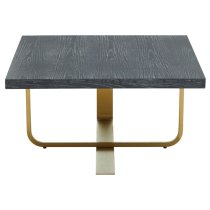 Lana Square Wooden Coffee Table With Gold Steel Base