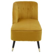 Yette Right Arm Velvet Chaise Lounge Chair In Mustard