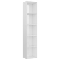 Peniel Tall High Gloss Bookcase With 5 Shelves In White