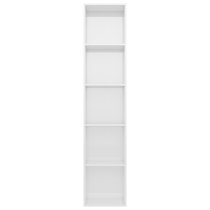 Peniel Tall High Gloss Bookcase With 5 Shelves In White