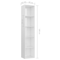 Peniel Tall High Gloss Bookcase With 5 Shelves In White