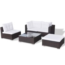 Paton Rattan 5 Piece Garden Lounge Set With Cushions In Brown