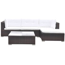 Paton Rattan 5 Piece Garden Lounge Set With Cushions In Brown