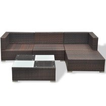 Paton Rattan 5 Piece Garden Lounge Set With Cushions In Brown