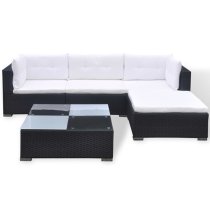 Paton Rattan 5 Piece Garden Lounge Set With Cushions In Black