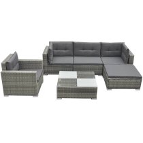 Paton Rattan 6 Piece Garden Lounge Set With Cushions In Grey