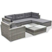 Paton Rattan 6 Piece Garden Lounge Set With Cushions In Grey