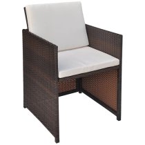 Savir Rattan Outdoor 4 Seater Dining Set With Cushion In Brown