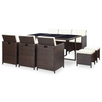 Savir Rattan Outdoor 10 Seater Dining Set With Cushion In Brown