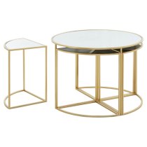 Julie White Glass Top Nest Of 5 Tables With Gold Metal Frame