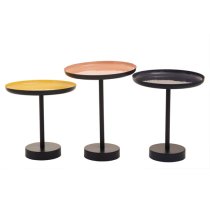 Amiga Enamel Top Nest Of 3 Tables In Gold And Black