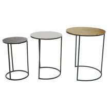 Eloisa Hammered Metal Nest Of 3 Tables In Gold And Black