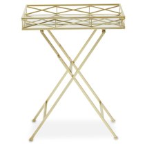 Julie Rectangular Glass Tray Side Table With Gold Metal Frame