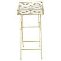 Julie Rectangular Glass Tray Side Table With Gold Metal Frame