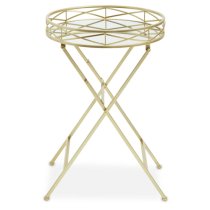 Julie Round Glass Tray Side Table With Gold Metal Frame