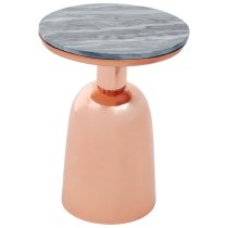 Amiga Round Black Marble Top Side Table With Copper Base