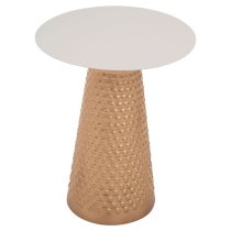 Amiga Round Metal Side Table In White And Gold