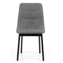 Halver Linen Fabric Dining Chair In Grey