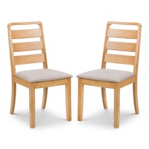 Liliya Waxed Oak Wooden Dining Chairs In Pair