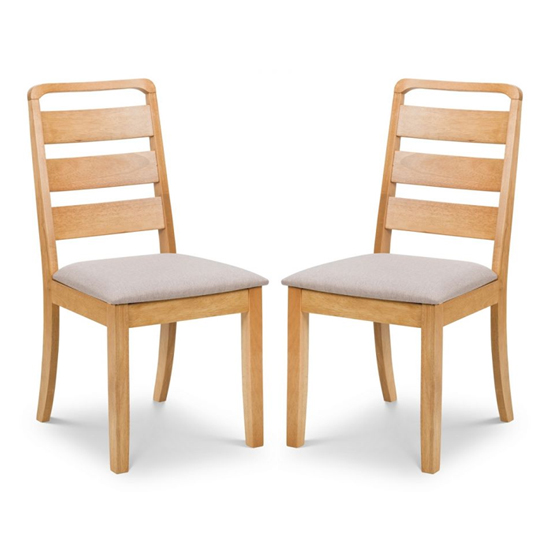 Liliya Waxed Oak Wooden Dining Chairs In Pair