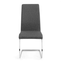 Rocio Slate Grey Linen Fabric Cantilever Dining Chairs In Pair