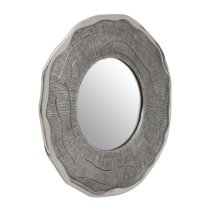 Sylva Small Round Wall Bedroom Mirror In Silver Metal Frame