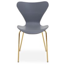 Leila Plastic Dining Chair With Gold Metal legs In Grey