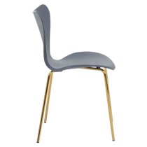 Leila Plastic Dining Chair With Gold Metal legs In Grey