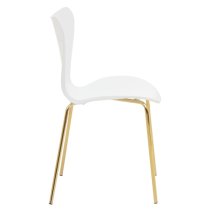 Leila Plastic Dining Chair With Gold Metal legs In White