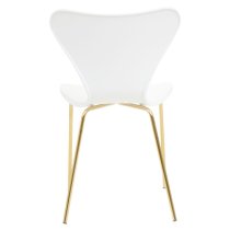 Leila Plastic Dining Chair With Gold Metal legs In White