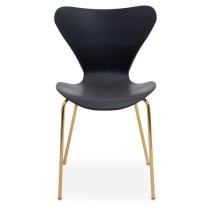 Leila Black Plastic Dining Chairs With Gold Metal legs In A Pair