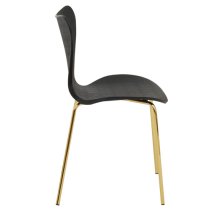 Leila Black Plastic Dining Chairs With Gold Metal legs In A Pair