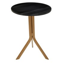 Viano Round Black Marble Side Table With Gold Base