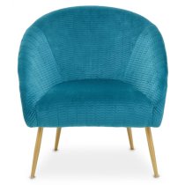 Tanya Velvet Occasional Chair With Gold Metal Legs In Blue