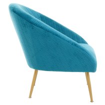 Tanya Velvet Occasional Chair With Gold Metal Legs In Blue