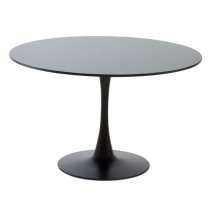 Leila 120cm Wooden Top Dining Table With Metal Base In Black