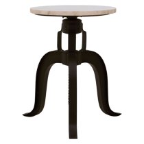 Vance Round White Marble Top Bar Stool With Black Metal Legs