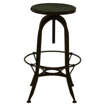 Vance Round Green Marble Top Bar Stool With Black Metal Frame