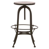 Vance Round White Marble Top Bar Stool With Black Metal Frame