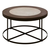 Vance Wooden Marble Top Side Table With Black Latticed Base