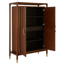 Leno Wooden Storage Cabinet In Walnut And Brass